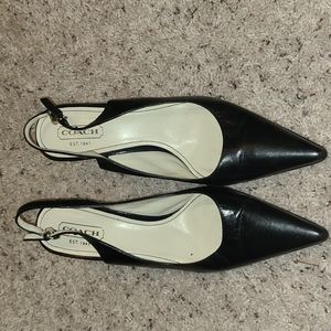 Black sling back heel
